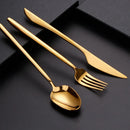 Axyaa 21-Piece Gold Stainless Steel Cutlery Set - Elegant Western Dinnerware