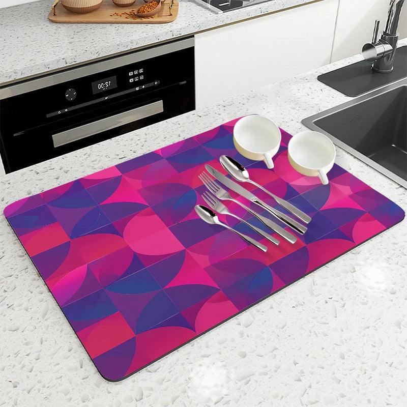 Axyaa Geometric Kitchen Absorbent Draining Mat