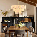 Axyaa Brass Alabaster Ring Chandelier LED Fixture for Home Decoration