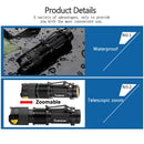 Axya High Lumen Adjustable Focus LED Flashlight - Waterproof Zoom Torch