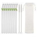 Axyaa 200*8mm Leaf Glass Straws for Smoothie Cocktail Coffee Juice Drinks