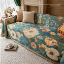 Axyaa Retro Oil Painting Design Sofa Cover with Tassels for Home Decor