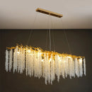Axyaa Modern Crystal LED Chandelier Dining Room Gold Aluminium Pendant Light