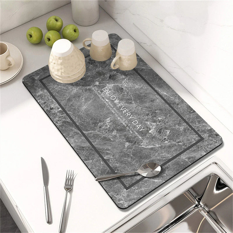 Axyaa Silicone Stripe Kitchen Drying Mat - Absorbent & Stylish Tables Cups Holder