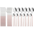 Gold Stainless Steel Cutlery Set by Axyaa - 24Pcs Western Tableware Flatware