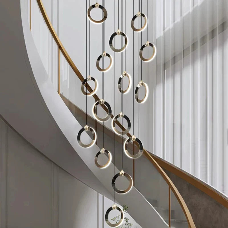Axyaa Staircase Chandeliers: Modern LED Pendant Light Lamps for Living Room