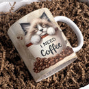 Axyaa Cute Cat Mug - Kitty Lover's Gift - Office Coffee Tea Cup