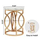 Axyaa Round End Table: Modern Design, Thick Wood Top, Unique O-Shaped Base