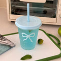 Axyaa Cute Plastic Water Cup with Lid and Straw, Large Capacity, Reusable