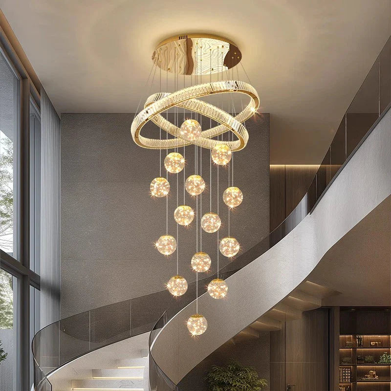 Axyaa Staircase Chandelier - Elegant Ceiling Lights - Hall Indoor Lighting Fixtures