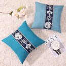 Axyaa Linen Chinese Pavilion Pattern Pillow Cover for Home Sofa Bedroom