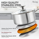 Axyaa 3Pc Stainless Steel Stew Pot Set with Lid & Steel Handle, Induction Compatible