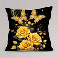 Axyaa Golden Rose Butterfly Pattern Pillowcase - Soft and Stylish Home Decor