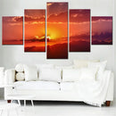 Axyaa Nature Golden Hour Dramatic Sky Canvas Wall Art Print Set