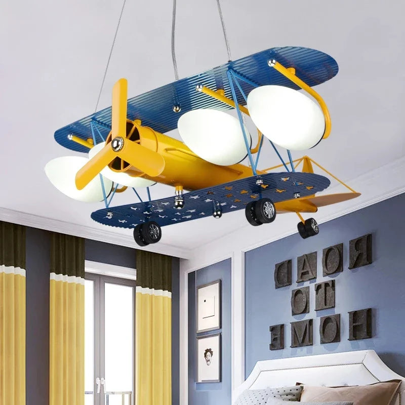 Axyaa Cartoon Aircraft LED Fan Ceiling Light for Kids' Room