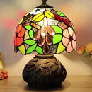 Axyaa Red Rose Stained Glass Table Lamp 8" - Bedroom Living Room Home Office