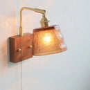 Axyaa Glass Wood LED Wall Lights - Up Down Rotate Wabi Sabi Bedside Lamp
