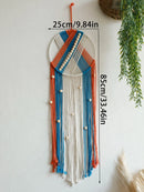 Axyaa Macrame Wall Hanging Tapestry with Fringe and Beads - Bohemian Decor