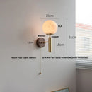 Axyaa Modern Black Iron LED Wall Light with Pull Chain Switch & White Glass
