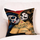 Axyaa Skull Floral Festival Cushion Cover - Halloween Home Decor