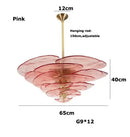 Axyaa Glass Flower Petal Chandelier - Bronze Metal Dining Table Hanging Lamp