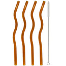 Axyaa Wavy Glass Straws Set with Brush, Colorful Drinkware for Kitchen, Party, Bar