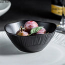 Axyaa Matte Striped Ceramic Deep Plate Set - Creative Tableware for Restaurants