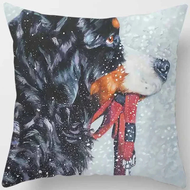 Cute Dog Pattern Square Pillow Covers For Home Decor by Axyaa