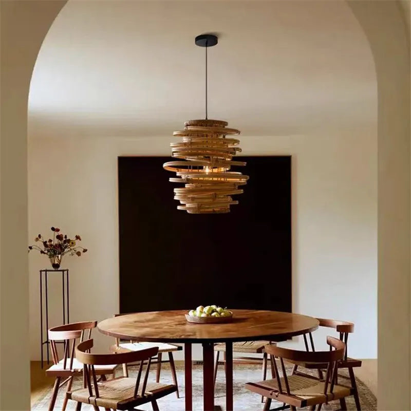 Axyaa Bamboo Birdnest Pendant Light for Dining, Living Room, Kitchen, and Bar