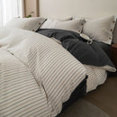Axyaa Yarn-Dyed Jacquard Striped Washed Cotton Bedding Set