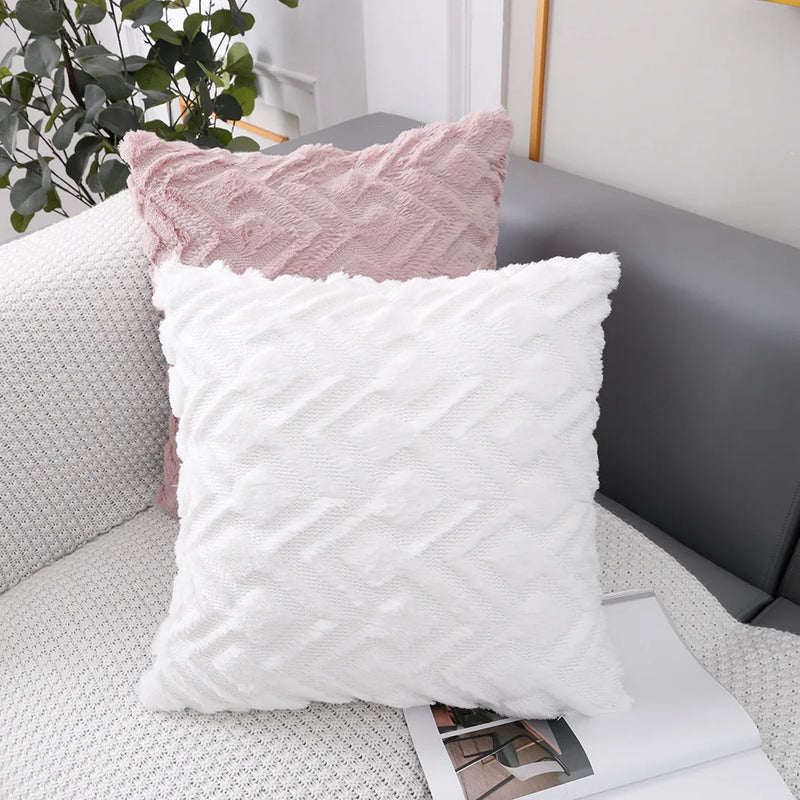 Axyaa Soft Fluffy Geometric Pattern Cushion Cover 45x45cm Home Décor Sofa Living Room