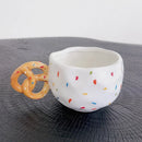 Axyaa 350ML Ceramic Coffee Cup with Bread Knot Handle - White