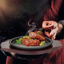 Axya Iron Steak Plate Set | Commercial BBQ Induction Gas Cooker Pan
