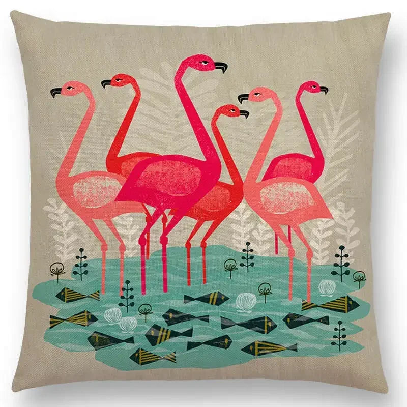 Axyaa Bird-Floral Teacup & Lepidoptera Cushion Cover for Decor & Sofa