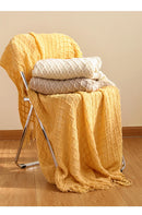 Axyaa Yellow Checked Knitted Throw Blanket: Soft, Cozy, Lightweight
