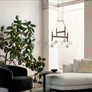 Axyaa Retro Solid Wood Chandeliers with Glass Ball Pendant Lamps for Home Decor