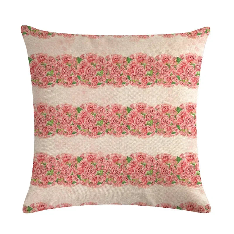 Axyaa Vintage Plant-flower Linen Cushion Cover 45*45cm