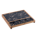 Axyaa Square Ceramic Plate with Gold Pattern for Nordic Restaurant Pizza and Snacks.