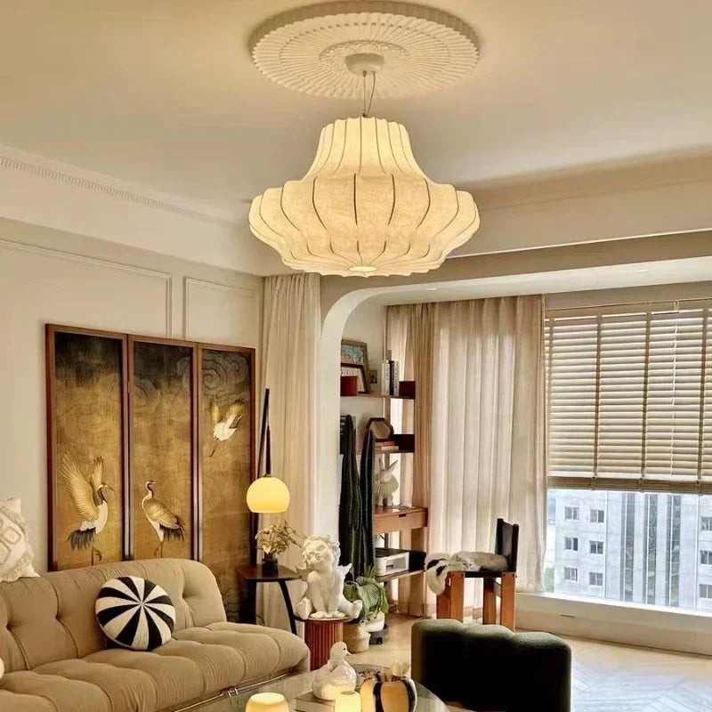 Axyaa Wabi Sabi Silk Pendant Lights: Modern Home Decor Chandelier