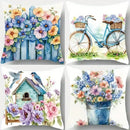 Axyaa Floral Bicycle Birdhouse Pillow Covers Pattern Cushion Cover Sofa Bedroom Car