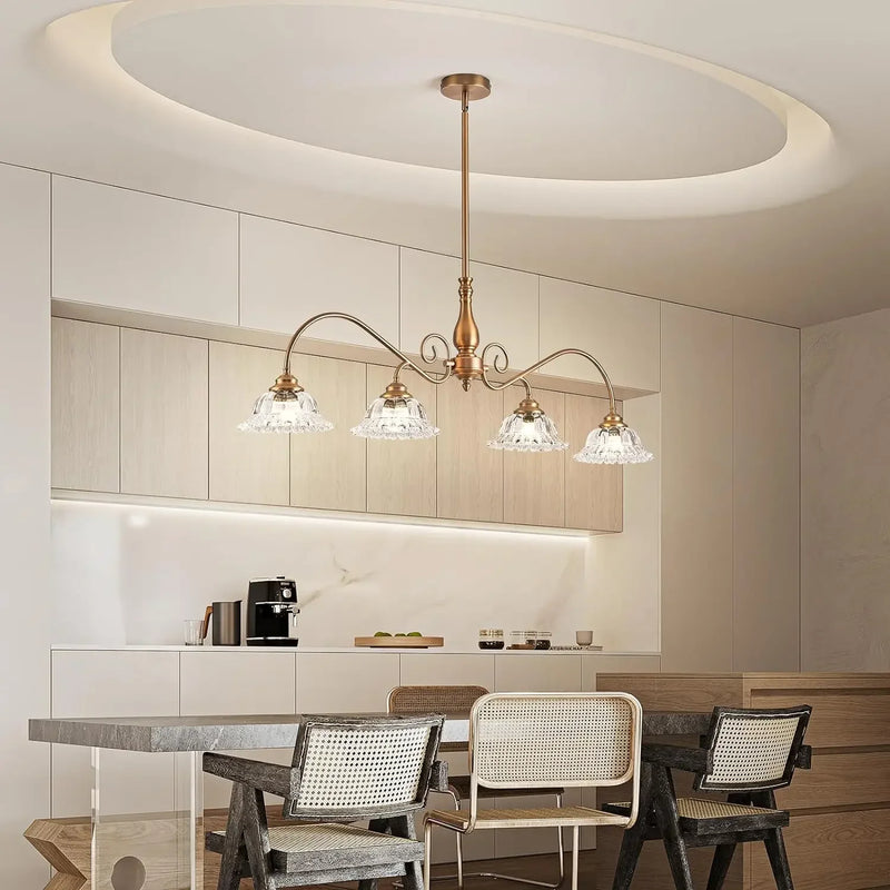 Axyaa Brass Glass Pendant Chandelier - Stylish lighting for a modern home.