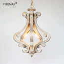 Retro Wooden Chandelier Pendant Light for Kitchen Dining Room by Axyaa