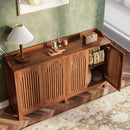 Tribesigns 57" Walnut Farmhouse Sideboard Cabinet with Doors & Shelves by Axyaa