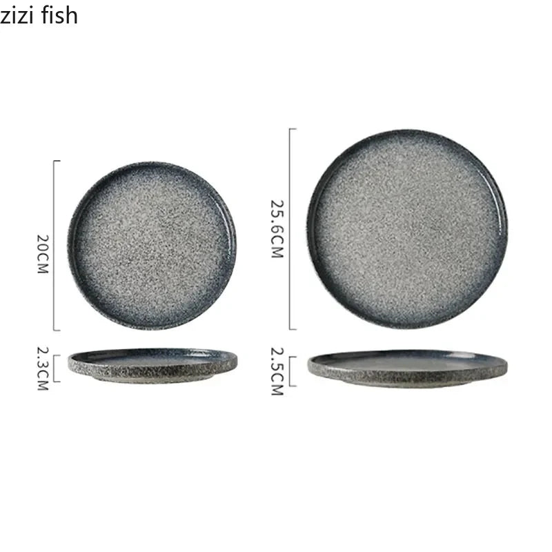 Axya Ceramic Steak Plate: Retro Creative Restaurant Tableware, Sushi, Pasta, Desserts