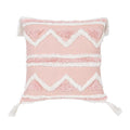 Bohemian Pink Geometric Tassel Throw Pillow Cover for Living Room Sofa by Axyaa
