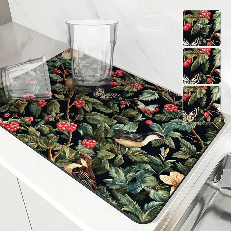 Axyaa Kitchen Absorbent Mat: Anti-skid, Quick Drain Pad for Dishes, Tableware, Bathroom.