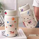 Axyaa Cute Animals Thermos Bottle | Vacuum Flask with Tea Strainer for Travel