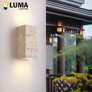 Axyaa Yellow Travertine Outdoor Wall Lamp - Waterproof Square Sconce for Courtyard, Hallway, Stairs