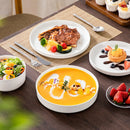 Axyaa Black Rim Dinnerware Set - 12/16/18/24 Pieces, Half Standing Edge