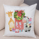 Axyaa Christmas Cartoon Animal Cushion Cover - Santa Claus Pillowcase